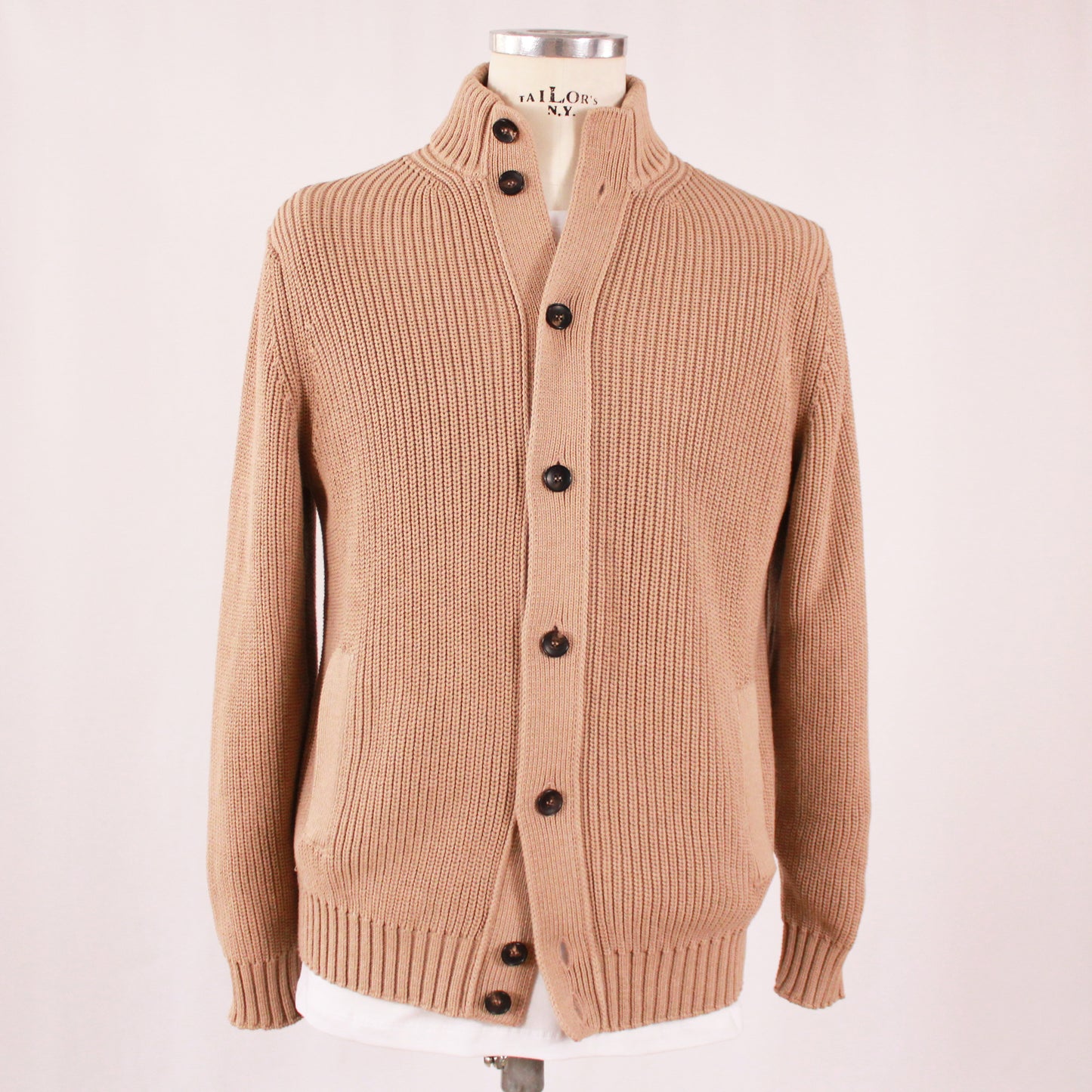 Filippo de Laurentiis patentstickad cardigan