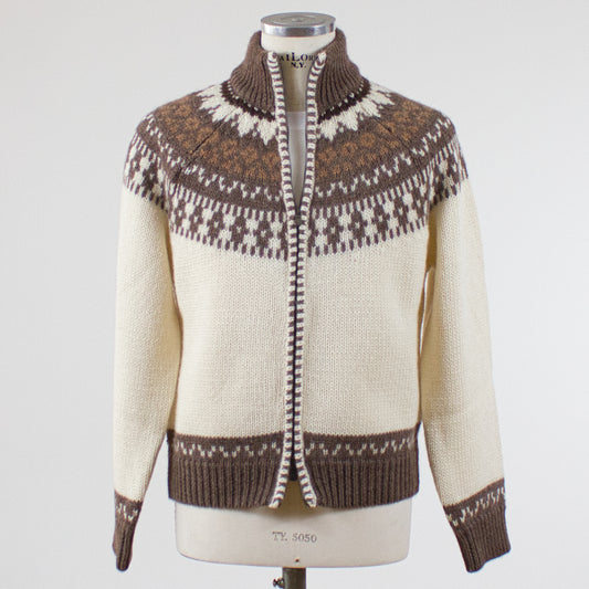 Altea Jaquardstickad Cardigan, Brun