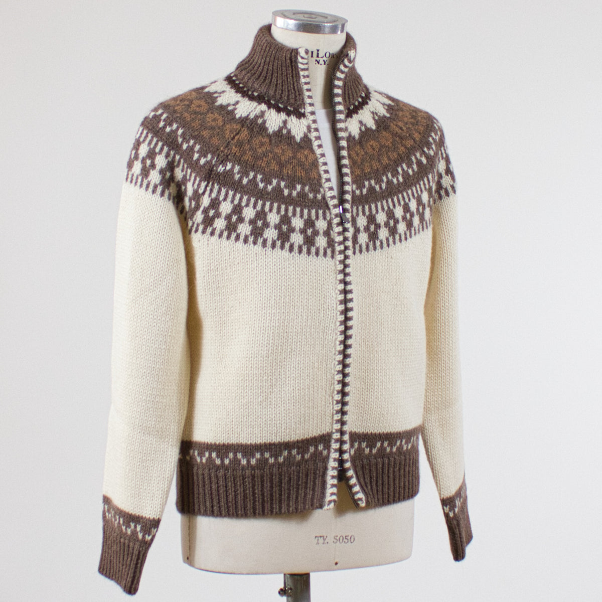 Altea Jaquardstickad Cardigan, Brun