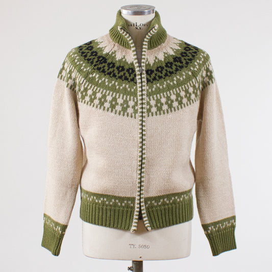 Altea Jaquardstickad Cardigan, Grön
