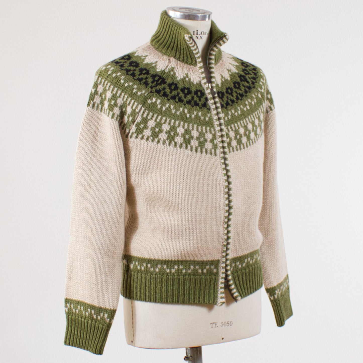 Altea Jaquardstickad Cardigan, Grön