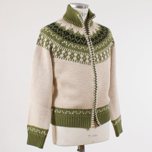 Altea Jaquardstickad Cardigan, Grön