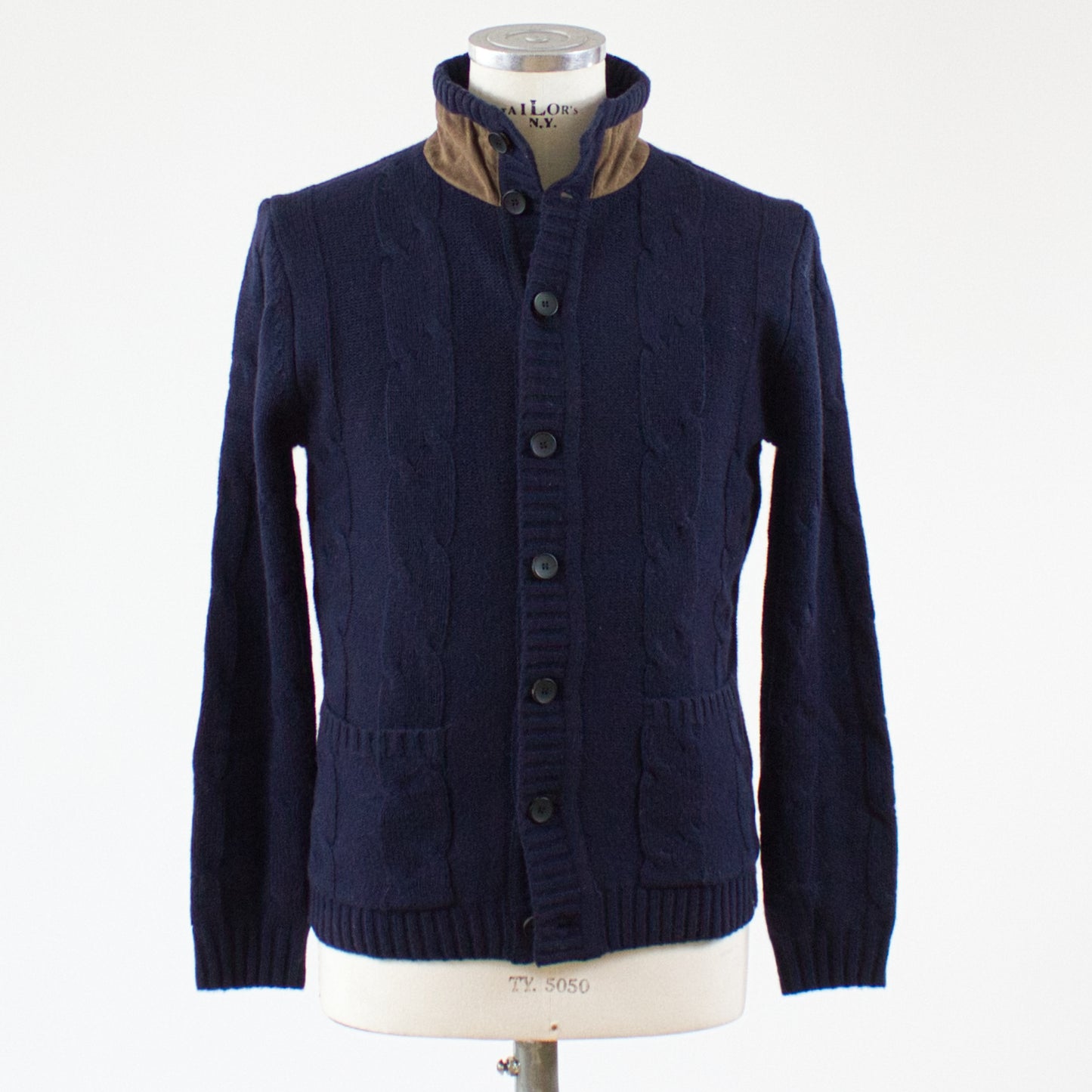 Less Worries Kabelstickad kofta, Navy