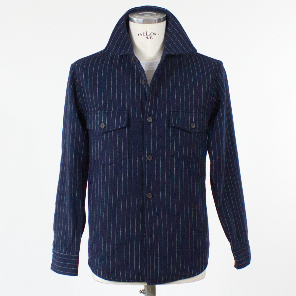 Less Worries Overshirt i Pinstripe, Blå