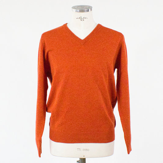 Alan Paine V-ringad Lammullströja, Orange